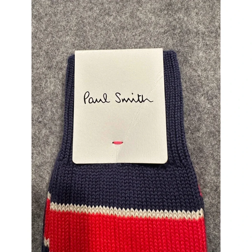 Paul Smith Men Sock Kenny Navy Blue Red White Striped Cotton AUXC/380A/K629